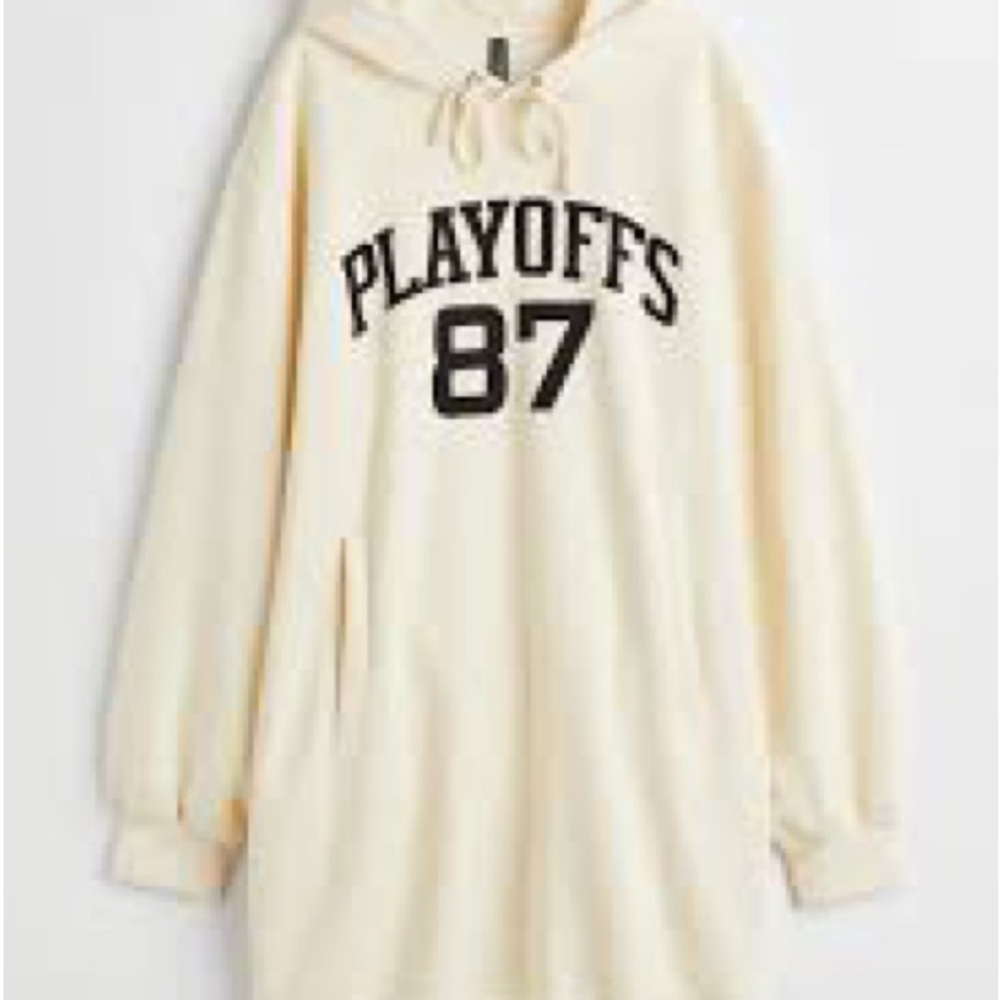 Cream Hoodie with Playoffs 87 Print